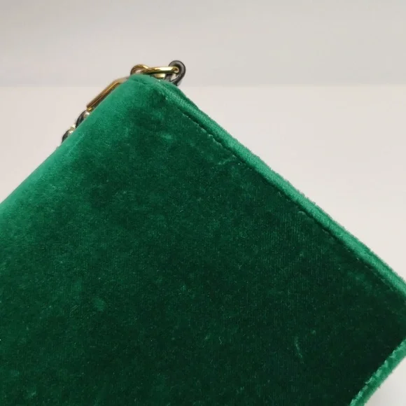 Green Velvet Designer Shoulder Bag - Picture 14 of 14
